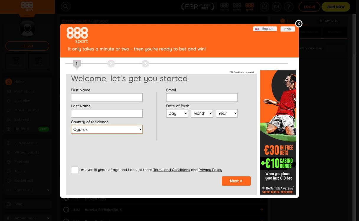 888Sport Registration